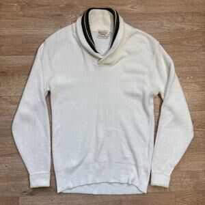 Vtg 50s 60s Campus bulky Knit shawl collar Sweater M rockabilly